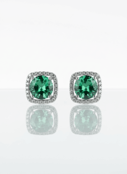 BHU-LAXMI Emerald Luxe Halo Studs Earring