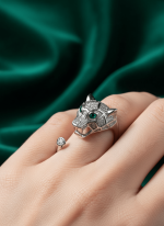 BHU-LAXMI Noir Jaguar Cuff Silver Ring - Image 2