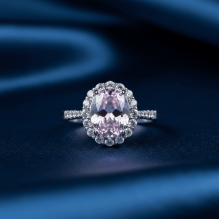 BHU-LAXMI Blush Royale Halo Silver Ring