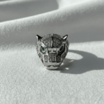 BHU-LAXMI Emerald Panther Majesty Silver Ring