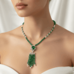 BHU-LAXMI Emerald Noor Tassel Necklace - Image 2